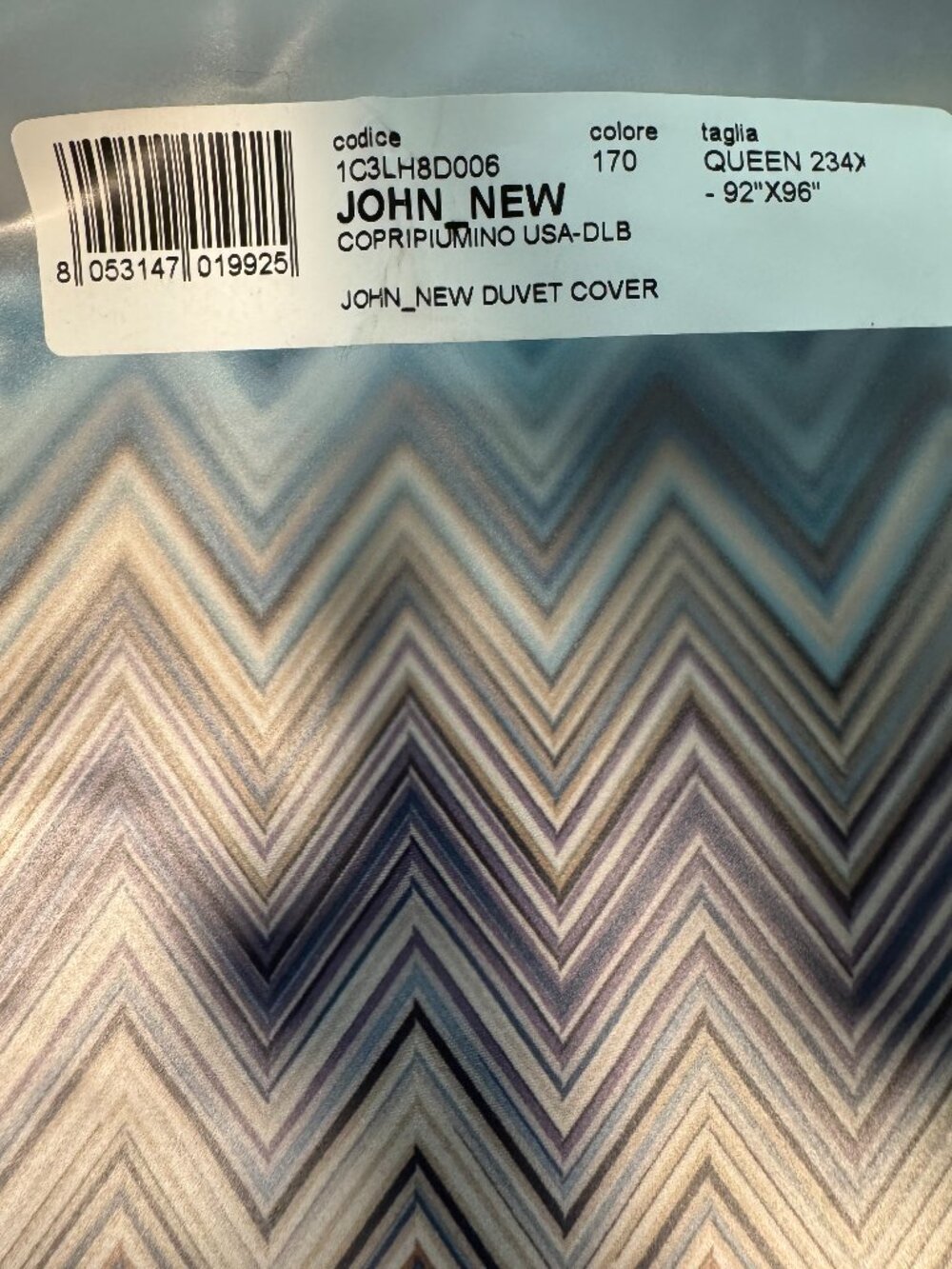 NWT! Missoni Home John Duvet Cover 100% cotton Chevron/Zig Zag Pattern - Queen - Picture 7 of 7